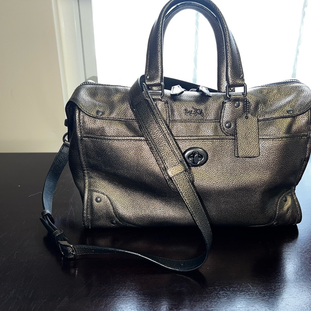 Coach Ryder 32 Gold/Black Metallic Satchel